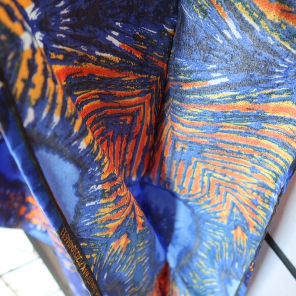 African Vibrant Blue and Orange Kaftan Bubu Gown NWOT 1 Size - Picture 6 of 16